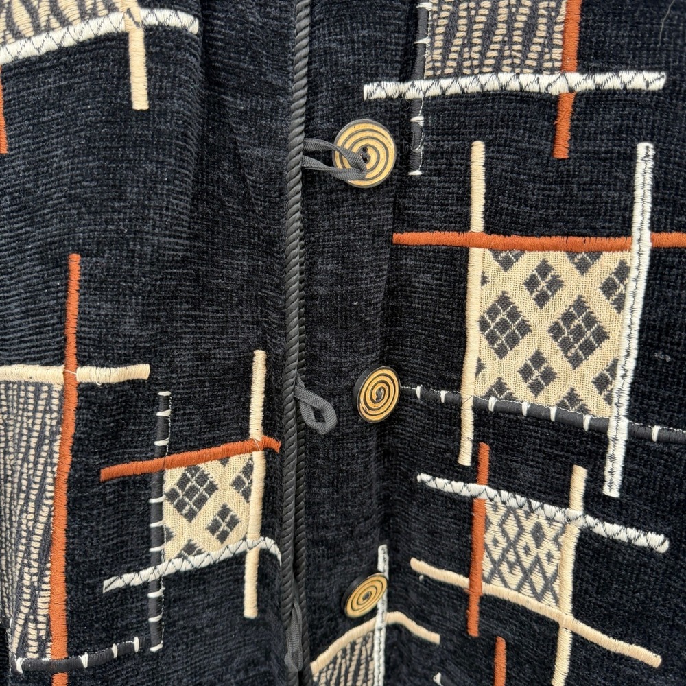 Julia Kin Embroidered Patchwork Jacket Black Rayo… - image 4